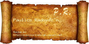 Paulics Radován névjegykártya